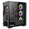 CiT Vento Black Micro-ATX PC Gaming Case with 4 x 120mm ARGB Fans Included 1 x 6-Port Fan Hub Tempered Glass Side Panel - Alternative image