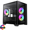 GameMax Infinity Mini Micro-ATX PC Black Gaming Case With 3 x FN-12 Rainbow-C9-Infinity Fans 6-Port Hub With Tempered Glass Side Panel - Alternative image