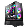 GameMax Vista Black ATX Gaming Case with Tempered Glass Front and Side Panels with 3 x FN12A-C8I 120mm Infinity Fans Installed - Alternative image