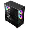 GameMax Vista Black ATX Gaming Case with Tempered Glass Front and Side Panels with 3 x FN12A-C8I 120mm Infinity Fans Installed - Alternative image