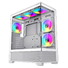 GameMax Vista White ATX Gaming Case with Tempered Glass Front and Side Panels with 3 x FN12A-C8I 120mm Infinity Fans Installed - Alternative image