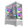 GameMax Vista White ATX Gaming Case with Tempered Glass Front and Side Panels with 3 x FN12A-C8I 120mm Infinity Fans Installed - Alternative image