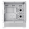 GameMax Vista White ATX Gaming Case with Tempered Glass Front and Side Panels with 3 x FN12A-C8I 120mm Infinity Fans Installed - Alternative image