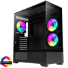 View more info on GameMax Vista Black ATX Gaming Case with Tempered Glass Front and Side Panels with 3 x Dual-Ring Infinity Fans Bundled...