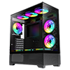 GameMax Vista Black ATX Gaming Case with Tempered Glass Front and Side Panels with 6 x Dual-Ring Infinity Fans Bundled - Alternative image