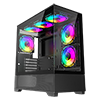 GameMax Vista Mini Black MATX Gaming Case with Tempered Glass Front and Side Panels with 3 x FN12A-C8I 120mm Infinity Fans Installed - Alternative image