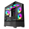 GameMax Vista Mini Black MATX Gaming Case with Tempered Glass Front and Side Panels with 3 x FN12A-C8I 120mm Infinity Fans Installed - Alternative image