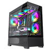 GameMax Vista Mini Black MATX Gaming Case with Tempered Glass Front and Side Panels with 3 x FN12A-C8I 120mm Infinity Fans Installed - Alternative image