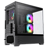 GameMax Vista Mini Black MATX Gaming Case with Tempered Glass Front and Side Panels with 3 x FN12A-C8I 120mm Infinity Fans Installed - Alternative image