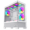 GameMax Vista Mini White MATX Gaming Case with Tempered Glass Front and Side Panels with 3 x FN12A-C8I 120mm Infinity Fans Installed - Alternative image