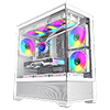 GameMax Vista Mini White MATX Gaming Case with Tempered Glass Front and Side Panels with 3 x FN12A-C8I 120mm Infinity Fans Installed - Alternative image