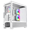 GameMax Vista Mini White MATX Gaming Case with Tempered Glass Front and Side Panels with 3 x FN12A-C8I 120mm Infinity Fans Installed - Alternative image