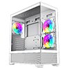 GameMax Vista White ATX Gaming Case with Tempered Glass Front and Side Panels and GameMax V4.0 ARGB PWM 9 Port Fan Hub Inc. - Alternative image