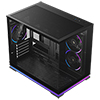 Powercool Aurora Black mATX Dual Chamber Gaming Case With LED Strip 2 x Tempered Glass Panels  3 x PWM ARGB FDB Fans Included - Alternative image