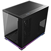 Powercool Aurora Black mATX Dual Chamber Gaming Case With LED Strip 2 x Tempered Glass Panels  3 x PWM ARGB FDB Fans Included - Alternative image