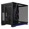 Powercool Aurora Black mATX Dual Chamber Gaming Case With LED Strip 2 x Tempered Glass Panels  3 x PWM ARGB FDB Fans Included - Alternative image