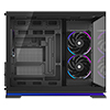 Powercool Aurora Black mATX Dual Chamber Gaming Case With LED Strip 2 x Tempered Glass Panels  3 x PWM ARGB FDB Fans Included - Alternative image