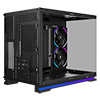 Powercool Aurora Black mATX Dual Chamber Gaming Case With LED Strip 2 x Tempered Glass Panels  3 x PWM ARGB FDB Fans Included - Alternative image