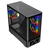 Powercool Gravity Black mATX Gaming Case With Display Curved Tempered Glass With 3 x CiT Saturn PWM ARGB Fans and 6 Port PWM Hub - Alternative image