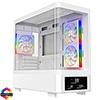 View more info on Powercool Gravity White mATX Gaming Case With Display Curved Tempered Glass With 3 x CiT Saturn PWM ARGB Fans and 6 Port PWM Hub...