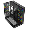 Powercool Navigator Black ATX Gaming Case Dual Chamber With Curved Tempered Glass With 5 x Saturn Fans and 9-Port Hub With Remote Included - Alternative image