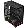 Powercool Pulsar Black ATX Gaming Case With Tempered Glass Panels With 4 x PWM ARGB Fans and 9 Port PWM Hub and RF Remote Included - Alternative image