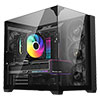 Powercool Pure Black ATX Gaming Case Dual Chamber With 3 x Tempered Glass Panels With 4 x PWM FDB Black Fans Included - Alternative image